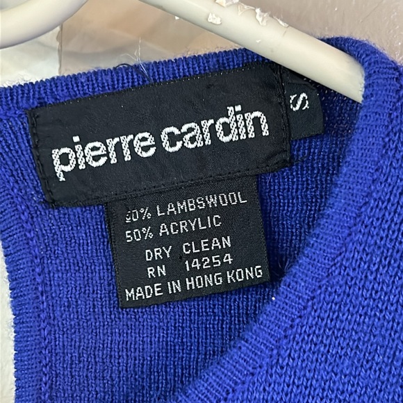 Pierre Cardin S lambswool gorgeous royal blue holiday sweater Christmas - Picture 2 of 4